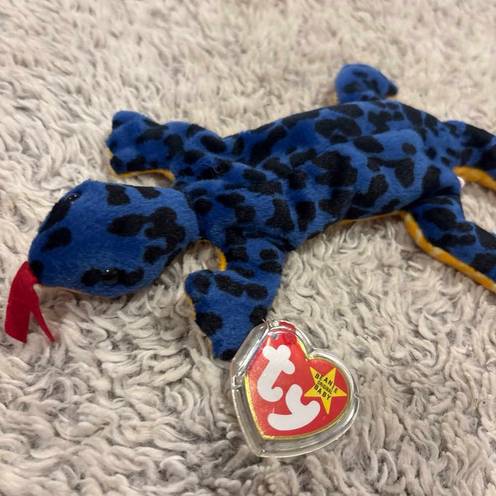Ty Beanie Babies Lizzy Lizard Kids OS Blue Excellent 1995 Plush Toy 4033 - Picture 2 of 4